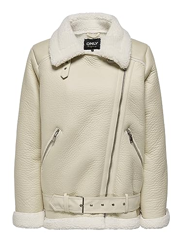 Image of ONLY Women Beige Solid Lapel Collar Parka Jacket
