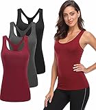 TELALEO 3 Pack Workout Tank Tops for Women, Athletic Racerback Sports Tank Tops, Compression Sleeveless Dry Fit Shirts Black Red Gray XS