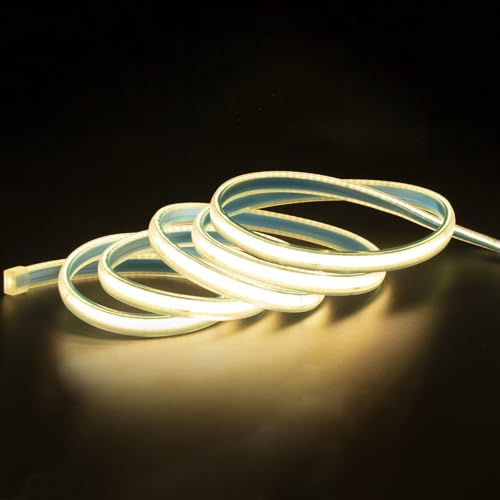pcningled 3000K LED Light Strip AC 110V 1M Waterproof Lights 110 Volt Plug-in COB LED Strip Lights...