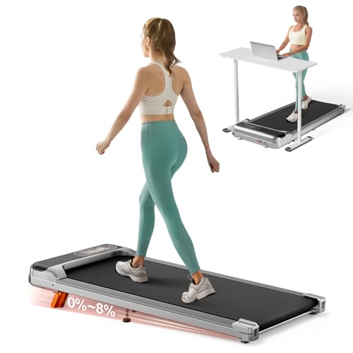 Image of Abonow Walking Pad, Under Desk Treadmill with Incline for Home Office 2.5HP Portable Walking Treadmill with 265 Lbs Weight Capacity Walking Machine, Remote Control, LED Display