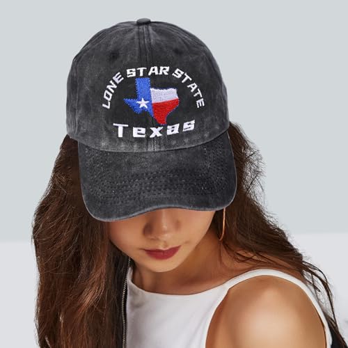 Image of Embroidered Baseball Cap for Women Men Vintage Adjustable Washed Distressed Denim Baseball Hat