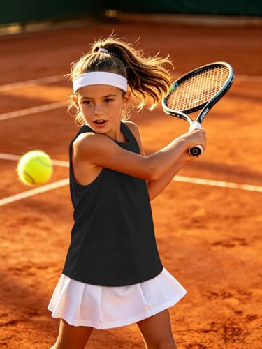 Image of Girls Sleeveless Basic Tank Tops Round Neck Tanks | 5-14 Years, Kids Loose Crewneck Tanks, Cute Classic Top, Lightweight Soft and Breathable, Casual Daily Wear