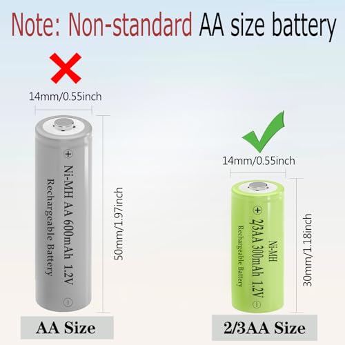 Baterías recargables NiMH 2/3AA 300mAh 1.2V, pack 4 miniatura 2