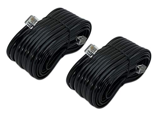 iMBAPrice (2-Pack) 50 Feet RJ11 4C Modular Lone Telephone Extension Phone Cord Cable Line Wire - Black