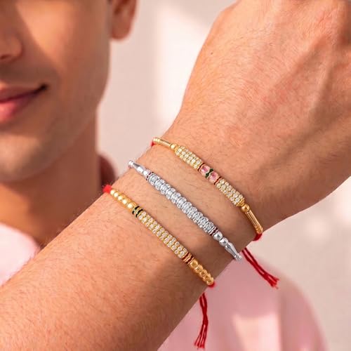 Image of Peora Om Shree Ram Swastik Rakhi for Brother Bhaiya | Crystal & Beads Studded | Red Thread | Raksha Bandhan Hamper with Roli Chawal Greeting Card