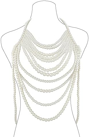 CanB Pearl Body Chain Shoulder Necklace Pearl Top Bikini Sexy Bra...