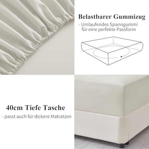Aisbo Spannbettlaken 180x200cm Bettlaken Boxspringbett - Bett Laken Beige 180x200 aus Premium Mikrofaser… – Ansicht 3