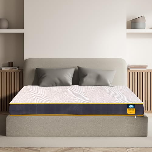 Centuary Mattresses Sleepables | 7 Years Warranty | 5-Inch Queen Size Dual Comfort Hard and Soft Reversible Roll Pack High Resilience (HR) Foam Mattress (75x66x5)