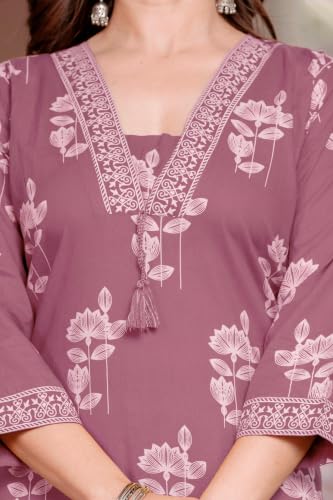 Image of PARTHVI Women's Pure Cotton Straight Kurta Set with Palazzo Pants & Dupatta|Ethnic wear|Kurta Set for Women