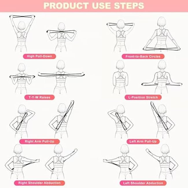 Novealcrbe Resistance Bands, Figure 8 Exercise Bands for Women Men, Yoga Resistance Band Stretch Fitness Band with Handles, Arm Back Elastic Rope for A Sexy Back in Just 10 Minutes/Day