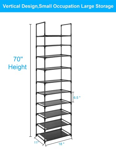 Easyhouse 10 Tier Metal Shoe Rack For Entryway, Closet,Bedroom, Narrow Tall Shelf Organizer For Space Saving Storage #TOP4