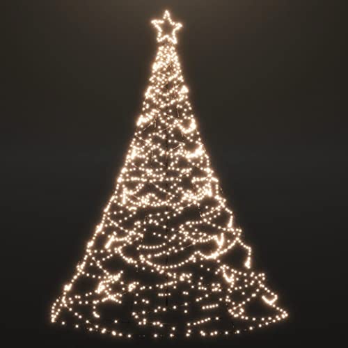 vidaXL Weihnachtsbaum mit Metallpfosten Stern Lichterbaum Beleuchtet Dekobaum Weihnachtsdeko Lichterkette Beleuchtung 500 LEDs Warmweiß 3m Cover