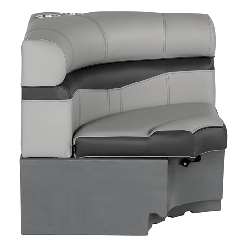Lippert Rockport Series 32 Square Pontoon Corner Seat Measures 32 L x 32 W x 30 H Marine-Grade Vinyl High-Density Foam Easy Installation Fits Most Pontoons River Rock 20221094114