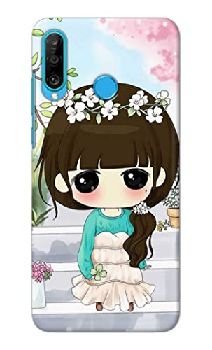 Image of PRINTFIDAA Cartoon Girl with Big Eyes Printed Designer Hard Back Case Cover for Huawei P30 Lite /Nova 4e, Marie-L21BX, MAR-L01A, MAR-L21A, MAR-LX1A -(VS) MVN1009