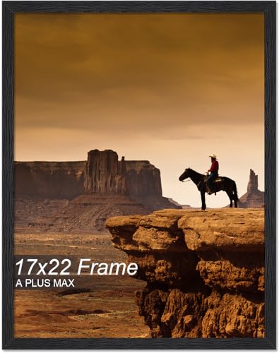 A PLUS MAX 17x22 Picture Frame, Black Engineered Wood Frame for 17 x 22 Inch Picture Poster Photo, Light Weight 17 by 22 Frame with Wood-grain for Wall - 1 Pack/Black/17 x22