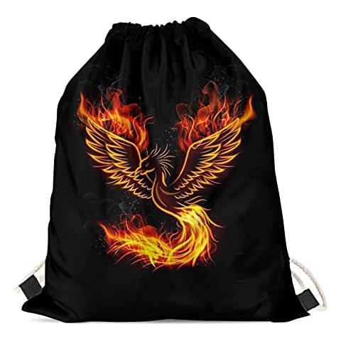 HUIACONG Fire Phoenix Drawstring Bags Kids Boys Drawstring Backpack Beach Shopping String Gympack Lightweight Folding String Daypack Cover