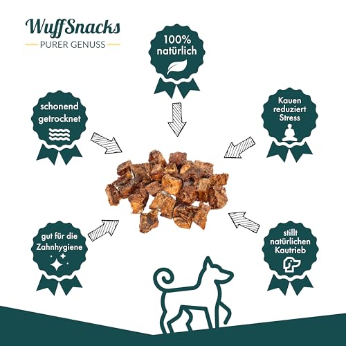 Rinderlungenwürfel für Hunde I 2,5 kg I Rinderlunge getrocknet würfel klein I Trainingsleckerli Hund I Rinderlunge für Hunde getrocknet | fettarm I Leckerlies von Wuffsnacks