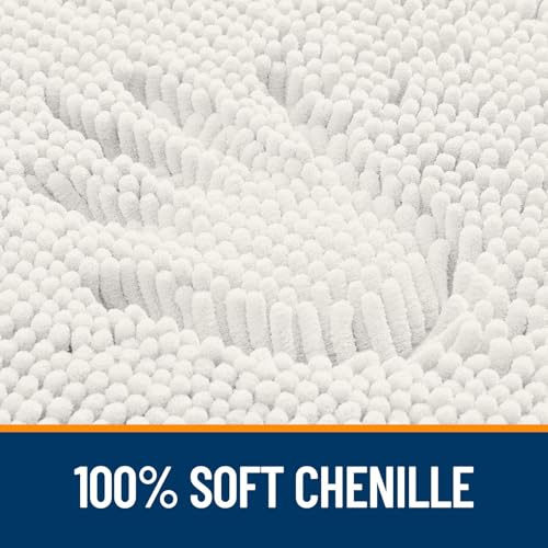Image of OLANLY Bathroom Rugs Sets 2 Piece, Soft Absorbent Chenille Bath Mats and U-Shaped Contour Toilet Mat Area Rug Set, Machine Washable Bath Carpet, Home Decor Accessories(47 inchx20 inch+24 inchx20 inch, Ivory)