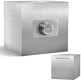 Stainless Steel Piggy Bank for Adults with Combination Lock, Reusable Metal Money Saving Box, Unbreakable Savings Bank for Cash and Coins (Silver, 5.9 inch)