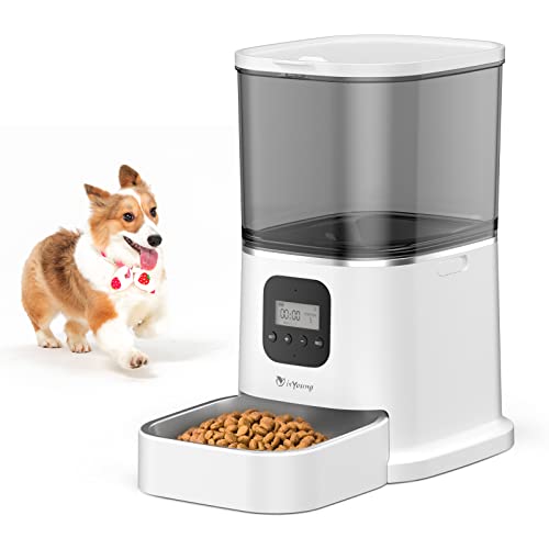 isYoung Comedero Automático 6L de Alimentos para Mascotas Gatos- Dispensador Inteligente de Alimentador para Perros con Grabación de Voz, Control de Porciones de Comida, Cuenco de Acero Inoxidable Cover