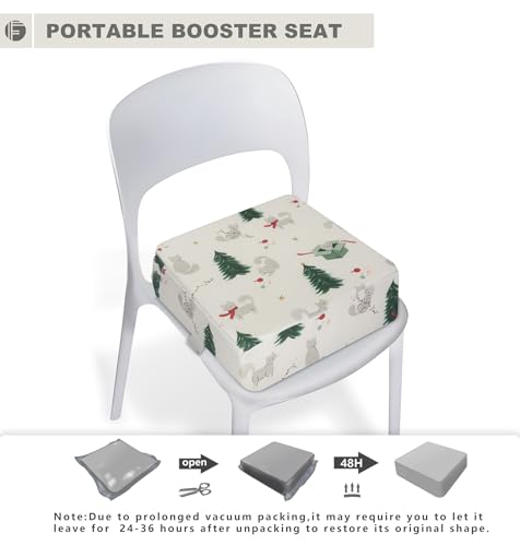 Image of Toddler Booster Seat for Dining Table, Portable Booster Seat for Kitchen Chair, 4 Inch High-Density Foam Cushion with Adjustable Safety Straps and Non-Slip Bottom, Perfect for Kids Travel and Daily