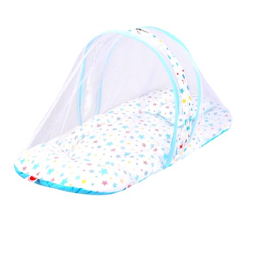 Image of VParents Joy Blue Pink Cotton Bedding Set & Mosquito Net