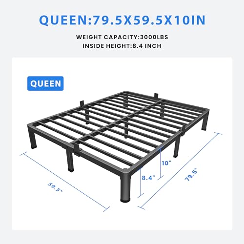 MAF 10 Inch Queen Metal Platform Bed Frame with Round Corner Legs, 3000 LBS Heavy Duty Steel Slats Support, Noise Free, No Box Spring Needed, Easy Assembly