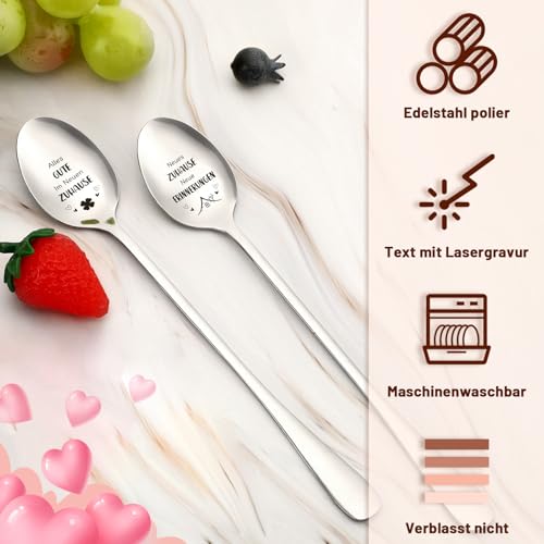 BOARDFEB Einzugsgeschenke Wohnung, 2 Stück Löffel mit Gravur 19,6 cm Kaffeelöffel Einzugsgeschenke Haus Geschenk zum Einzug Neues Zuhause Neues Haus Geschenk