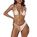 ZAFUL Damen Neckholder Tie Side String Triangle Bikini Set Zweiteiliger Badeanzug, 0-Licht Kaffee, Small