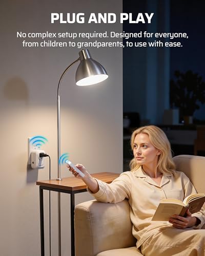 DEWENWILS Interrupteur mural et sortie sans fil, aucun branchement de branchement sur le commutateur d'alimentation hors tension, interrupteur à télécommande extensible, 100Ft RF Gamme (2 Interrupteurs et 1 Récepteur)