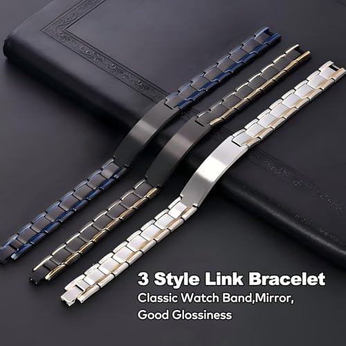 Pulsera de acero inoxidable para hombres con versículo bíblico miniatura 5
