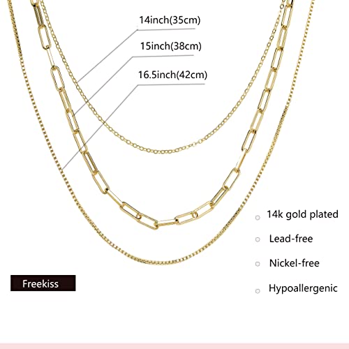 Image of Freekiss Layered Necklace Set for Women Stackable | Herringbone Snake Cuban Rope Chain, Dainty Choker, Layered Stackable, Non Tarnish, Hypoallergenic, Adjustable 14-18.5 inch