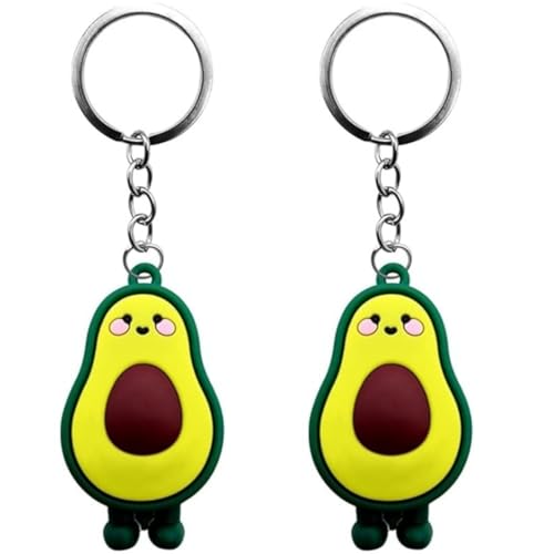 BOBOZHONG Llavero,2 piezas Llaveros Regalos Llavero de Aguacate Llavero de Dibujos Llavero Frutas para mochilas,estuches,bolsos,para Cumpleaños Navidad(estilo aleatorio)