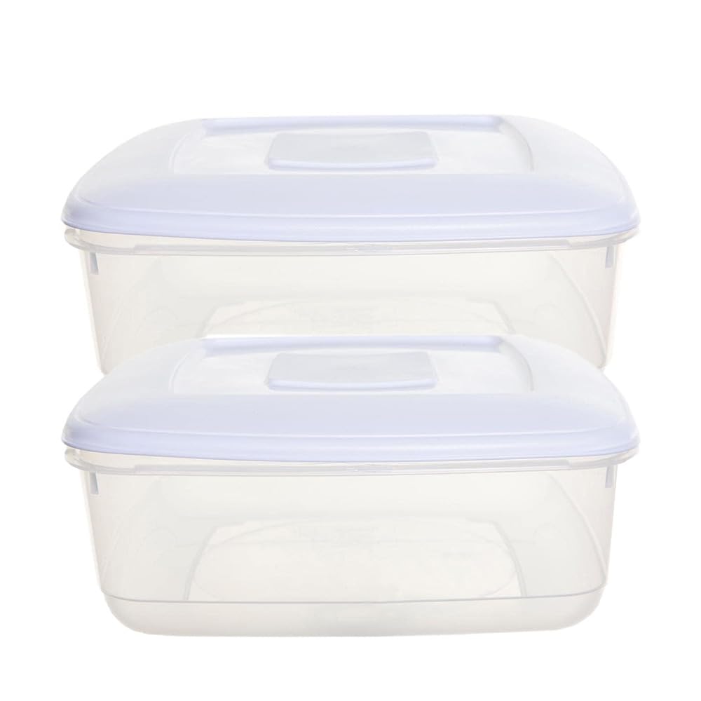 shopior 7L Clear Plastic Food Storage Container with Airtight Lid | Kitchen Food Box for Meal Prep, Dry Food, Flour, Rice, Pasta & Cereal – Xmas Cake Storage Box - (Pack of 2)