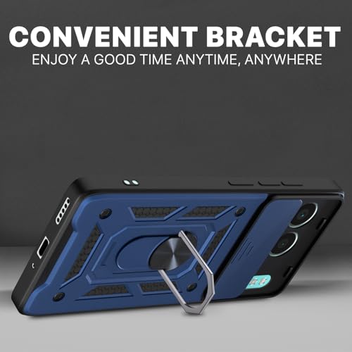 Image of Pikkme D10 Tough Armor Bumper Case | 360 Protection Case | Sliding Camera Shield Cover & Ring Holder Stand Back Cover for OnePlus Nord 4 5G (Blue)