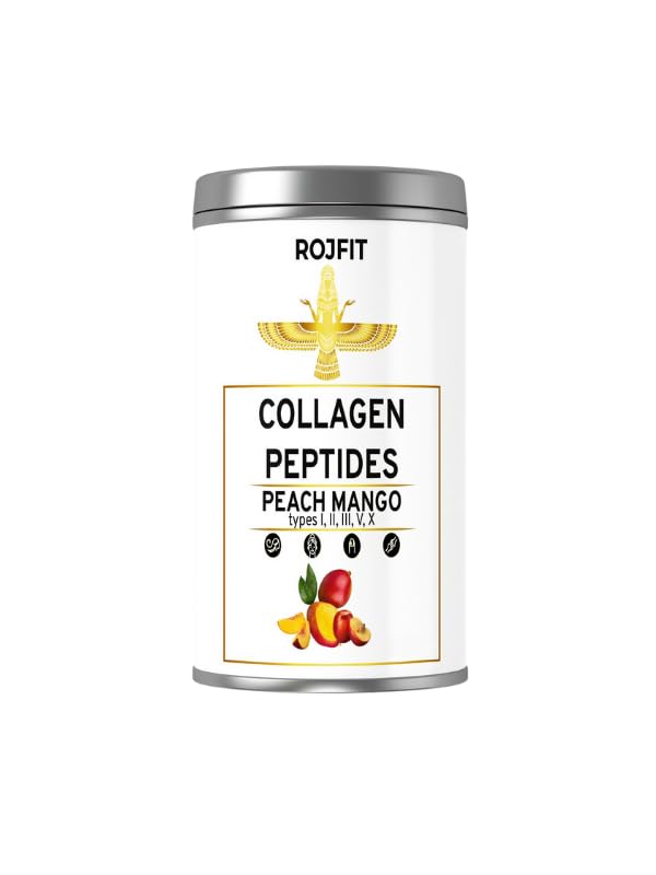 Airobazar Collagen Powder Drink Mix with Types 1-5, Mango Peach Flavor, for Skin, Joint and Bone Health 100 gr/3.53
