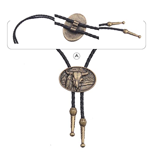 Image of GelConnie Bolo Ties for Men Women Western Cowboy Tie Mens Western Necklace Leather Necktie Gold Bolero Tie Cowboy Necklace
