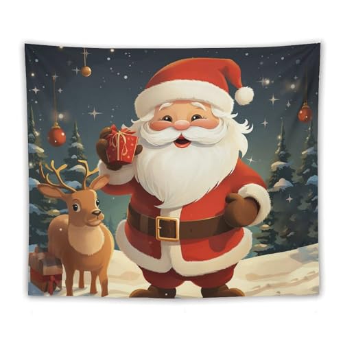 Tapiz para colgar en la pared de Navidad con Papá Noel de 60x50 para decoración de salón