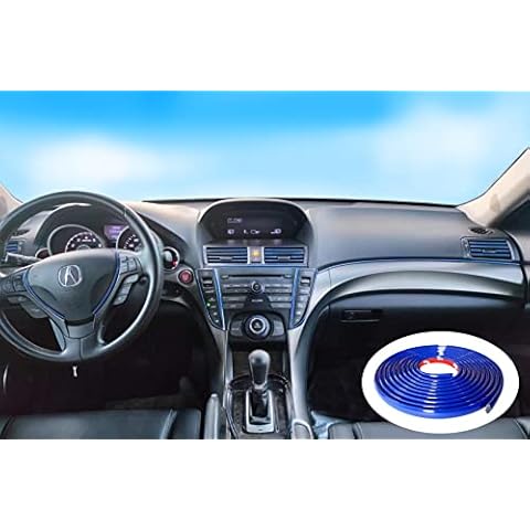 Dark Blue Car Motor Bike Self-Adhesive Exterior and Interior Molding Trim Universal Dashboard Bumper Window Door Body Side Decorative Strip Scratch-Proof (Width: 1/4 inch (6mm), 32Ft) Cover