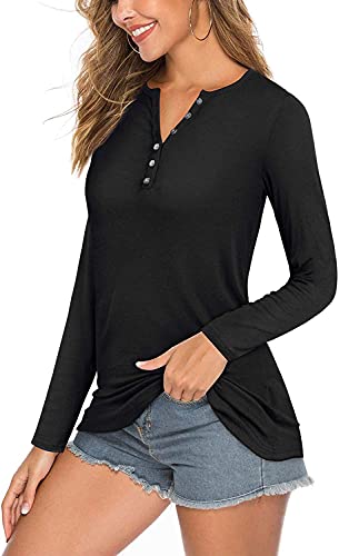 Image of Women's Regular Fit Pure Cotton Top - Elegant V-Neck with Mandarin Collar, Button-Front Design, Full Sleeves, Soft & Breathable Fabric for Stylish Casual Wear