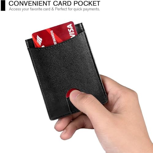 Mens Slim Wallet Anti-scan Leather RFID Blocking Front Pocket Minimalist Credit4
