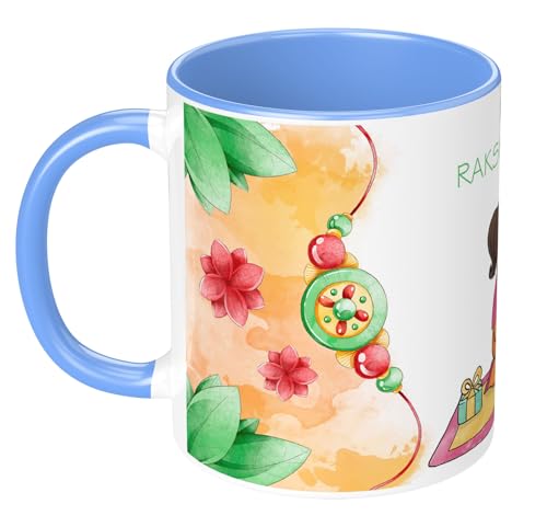 Image of Rakhi for Brother Printed Mug with Keychain Best Rakhi Combo Gift for Brother & Sister Rakshabandhan Return Gifts for Sister White 350ml Coffee Mug(Pack of 5)(Combo Set)(RMCKRCG602)