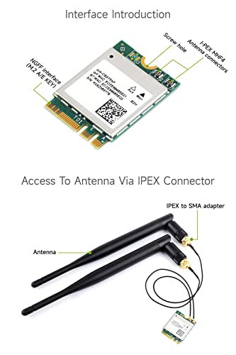 Waveshare AW-CB375NF Tarjeta de Red Inalámbrica Dual-Banda 2.4G/5GHz WiFi 5 NGFF (M.2 A/E Key), Núcleo RTL8822CE-CG, Compatible con BLE 5.0, Alta Velocidad para Jetson Xavier NX, Orin NX, Orin Nano miniatura 7