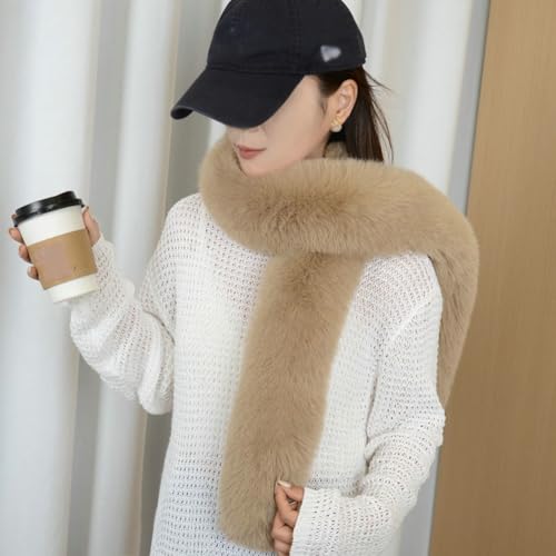 Women's Faux Fox Fur Scarf Fluffy Winter Shawl Wraps Long Plush Neck Warmer Elegant Winter Collar Stole for Women4