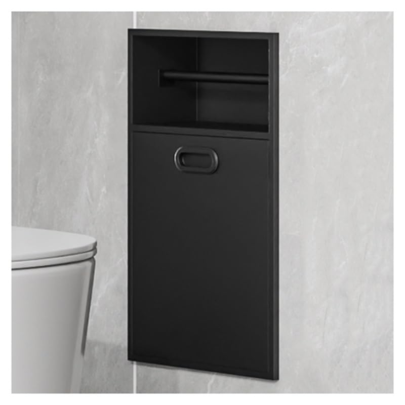 Bathroom Wall Niche Shower Caddy Stainless Steel Bathroom Organizer with Trash Can Recessed Shelves for Home and Hotel