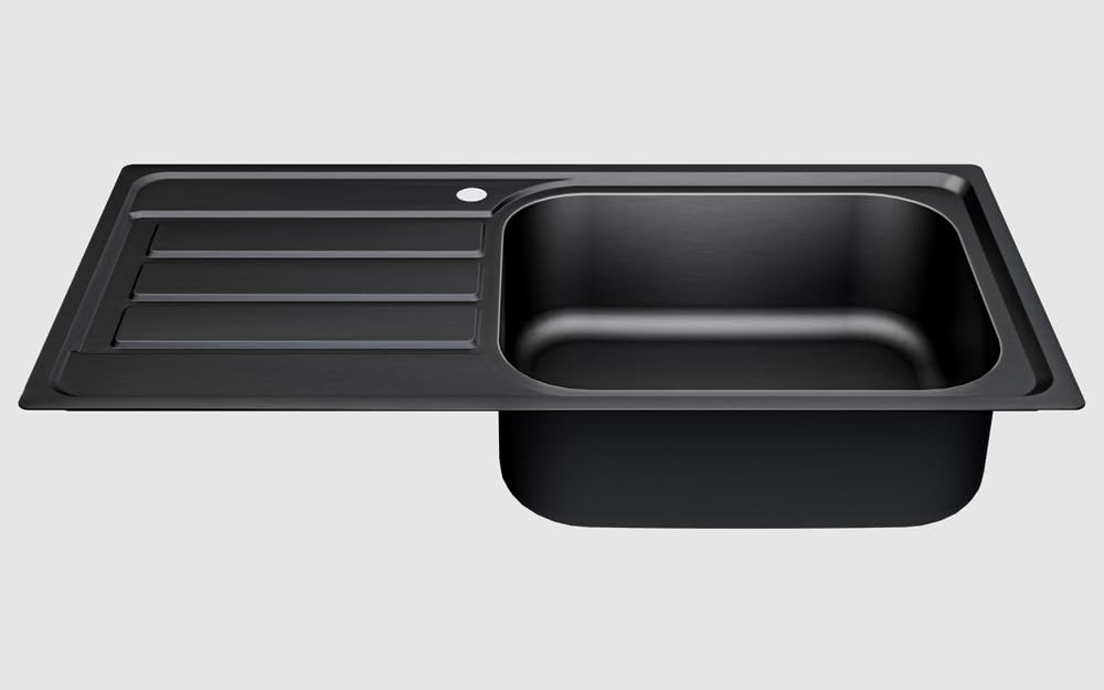 Lavello da cucina, 100 x 50 cm, in acciaio inox 304, spessore del materiale: 0,8 mm, vasca XXL 50 x 40 cm, lavello da incasso, rettangolare, 1 vasca, sgocciolatoio, (sgocciolatoio a sinistra