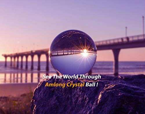 Amlong Crystal Meditation K9 Crystal Ball 3.25 inch (80mm) Diameter for Photography, Lensball, Decorative Ball with Free Crystal Stand and Gift Box, Clear