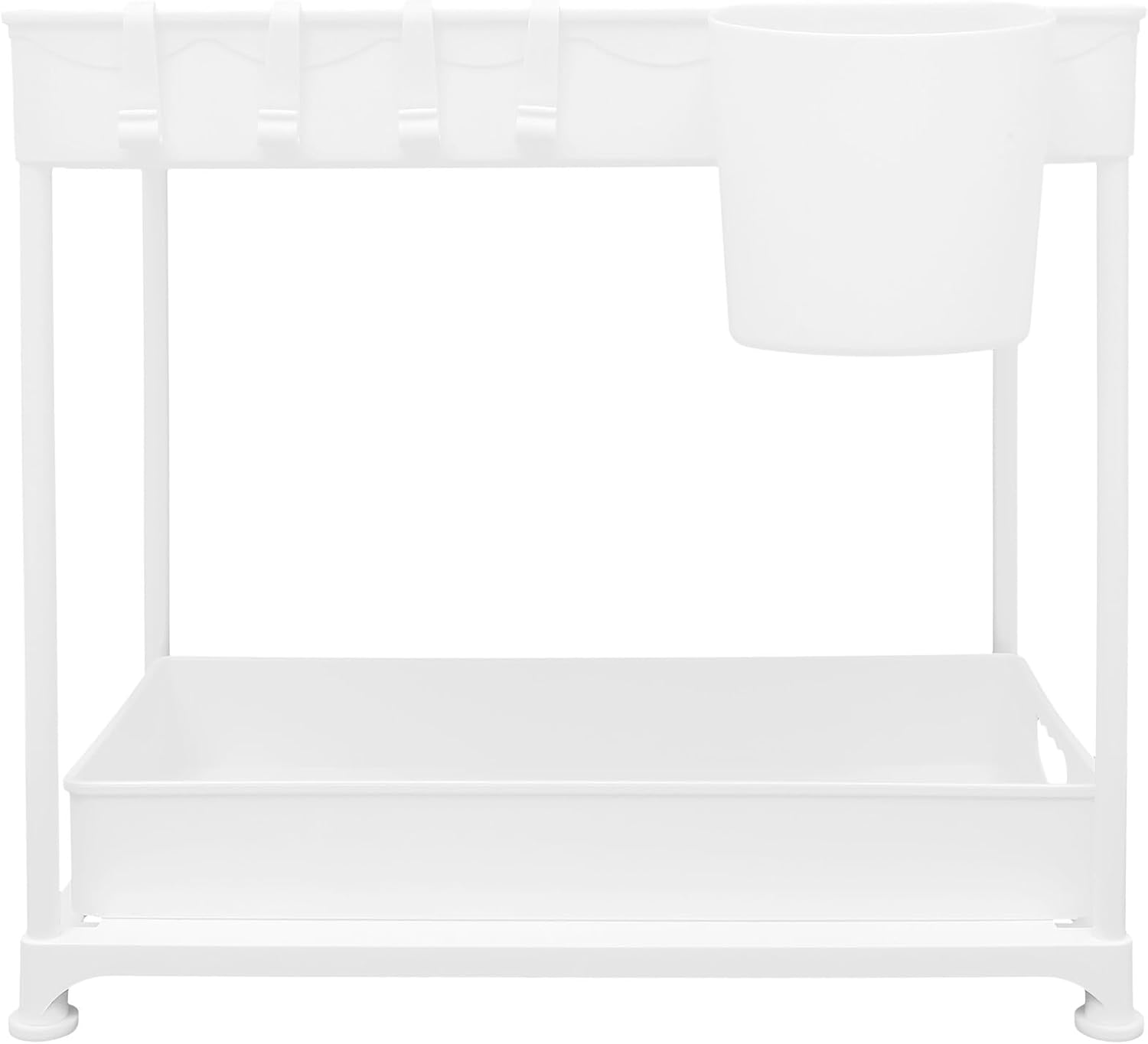 Toyvian Kitchen Sink Organizer Pull-out Storage Rack, Telescopic under Sink Drawer Organizer, White Expandable Cabinet Storage for Kitchen Cleaning Supplies