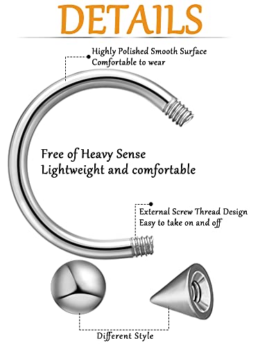 120 Pcs Septum Rings Piercing Jewelry Nose Horseshoe Rings for Women Men Cartilage Tragus Earrings Body Jewelry Stainless Steel Acrylic, Multi Styles3