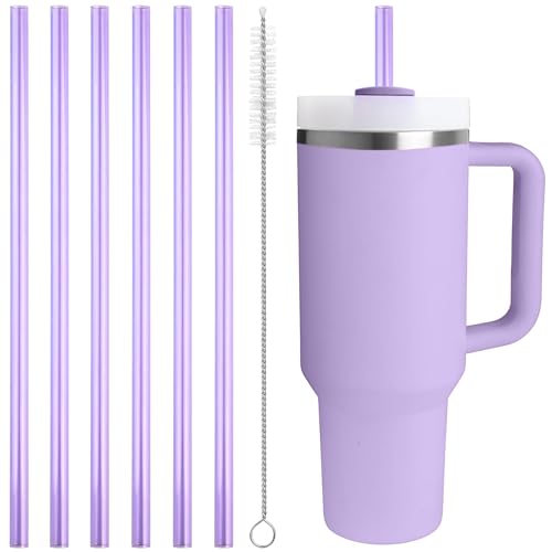Image of Replacement Straw Compatible with 40 oz Stanley Quencher Tumbler, 12 Inch Extra Long Reusable Plastic Straws for 40 Oz Cup, Purple-6 Pack
